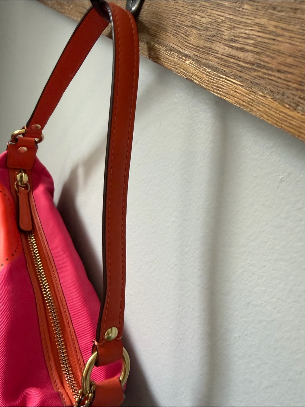 RARE Y2K Coach Bonnie Cashin Carry Kisslock Mini Shoulder Bag Pink Orange 42583 - Picture 6 of 16
